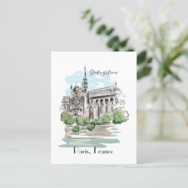 Paris Notre Dame Sketch Design Postkarte