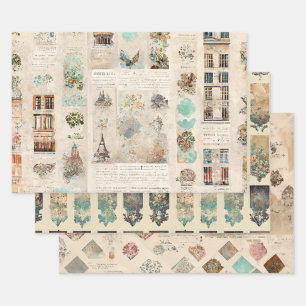 Paris Oh-la-Vintages Muster Geschenkpapier Set