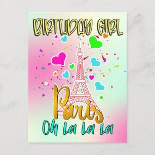 Paris Oh Lala Birthday Girl Eiffel Tower Matching  Postkarte