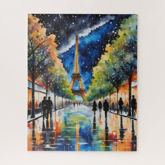 PARIS on a rainy day. Eiffel Tower, Starry Night Puzzle