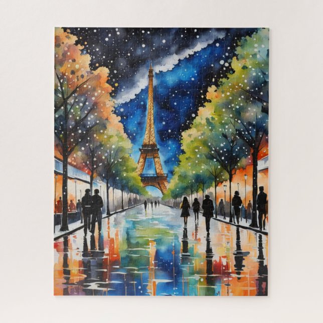 PARIS on a rainy day. Eiffel Tower, Starry Night Puzzle (Vertikal)