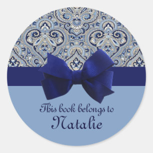 Paris Paisley Indigo 2 Personalisierter Aufkleber