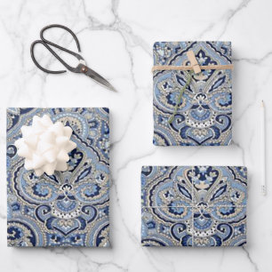 Paris Paisley Indigo Geschenkpapier Set