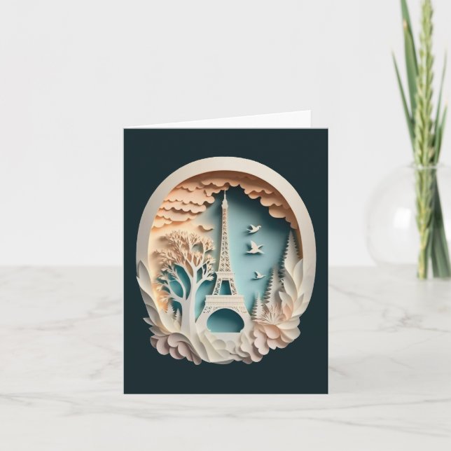 Paris Papercut Style Faltkarte Karte (Vorderseite)