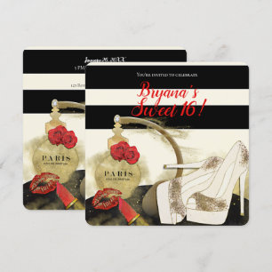 Paris Parfum Parfüm Rosen Absätze und Lippenstift  Einladung