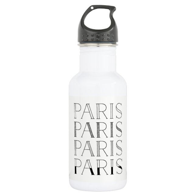 Paris Paris | Elegantes Französisch Inspiriert Edelstahlflasche (Vorderseite)