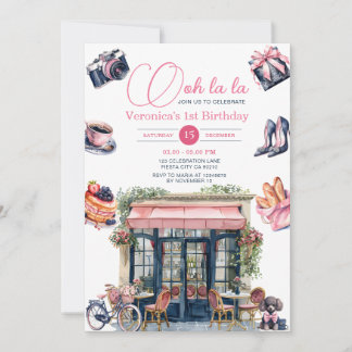 Paris Patisserie 1. Girl Birthday Party Einladung