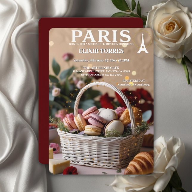 Paris Patisseries Macaroons Magazine Themed Einladung (Von Creator hochgeladen)