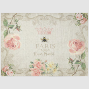 Paris Peach Pink Roses Decoupage Crafting Seidenpapier