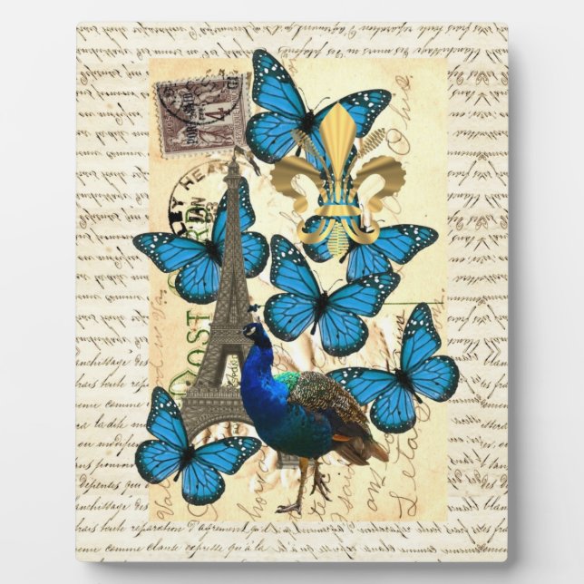 Paris, Pfau und Schmetterlinge Fotoplatte (Vorderseite)