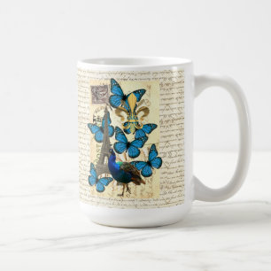 Paris, Pfau und Schmetterlinge Kaffeetasse