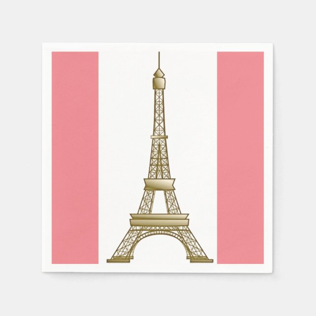 Paris Pink Eiffel Tower Paper Napkins Serviette (Vorderseite)