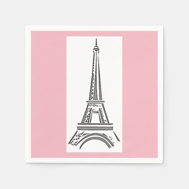 Paris Pink Eiffel Tower Theme Paper Napkins Serviette (Vorderseite)