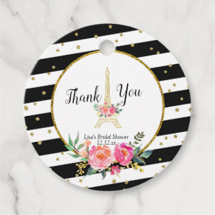 Paris Pink Floral Romantic Danke Tag Geschenkanhänger