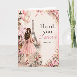 Paris Pink Geburtstagsfeier Dankeskarte