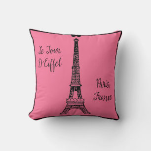 Paris Pink Kissen mit Eiffelturm