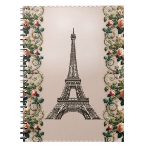 Paris Pink Rose Vines Eiffelturm Shabby Chic Notizblock