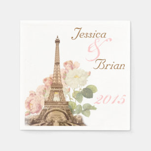 Paris Pink Rose Vintag Romantische Hochzeiten Napk Serviette