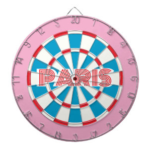 PARIS Pink Rot Weiß und Blau editierbarer Text Ret Dartscheibe