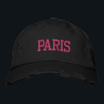 PARIS Pink Stickerei Schwarzer Vintager Stil Bestickte Baseballkappe<br><div class="desc">PARIS Pink Stickig Vintage Stil Not leidende schwarze Baumwollhut. Ein wunderbares Geschenk für alle, die Paris Frankreich Lieben! Wenn Sie Ihren persönlichen Text bevorzugen, wählen Sie einfach den Knopf "Diese Vorlage personalisieren", um Ihre Auswahl an benutzerdefiniertem Text einzugeben. Die Stickerei kann auch an andere Farbeinstellungen angepasst werden, indem Sie die...</div>