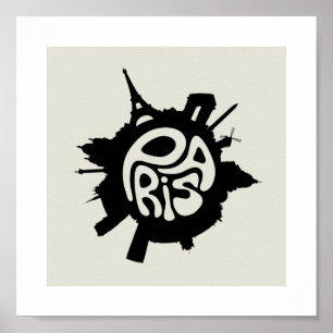 Paris Planet Typografy Poster