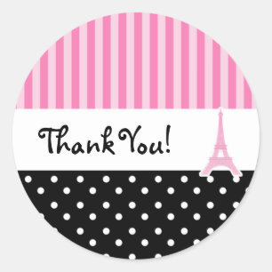 Paris Polka Dot & Pink Sticker für gestreiftes Par