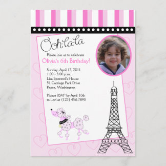 Paris Poodle 12x18 Pink zum Geburtstag Einladung