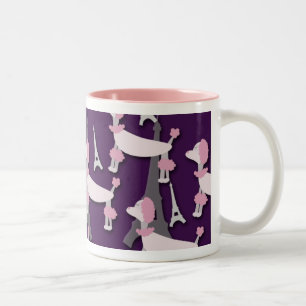 Paris Poodle Puppy Art Design Zweifarbige Tasse