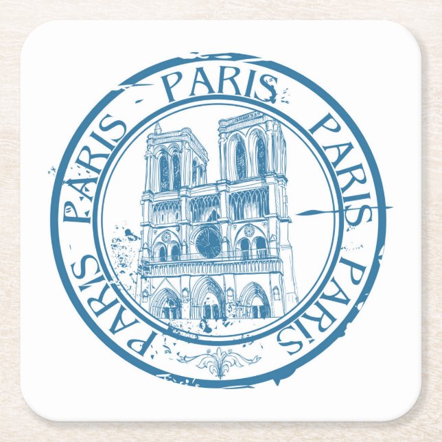 Paris Post Cancelation Briefmarke Rechteckiger Pappuntersetzer (Vorderseite)