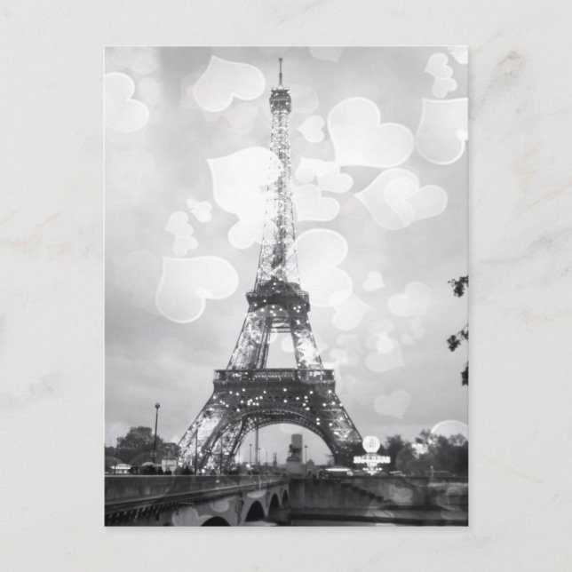Paris Post Card, der Eiffelturm in B/W Postkarte (Vorderseite)