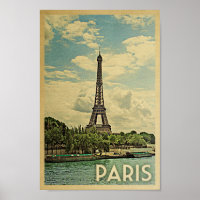 Paris Poster Vintage Travel Eiffel Tower Frankreic