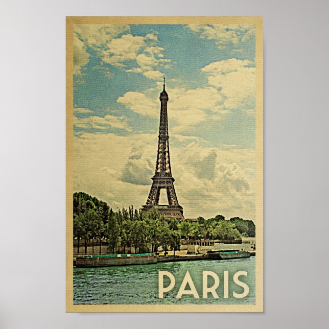 Paris Poster Vintage Travel Eiffel Tower Frankreic (Vorne)