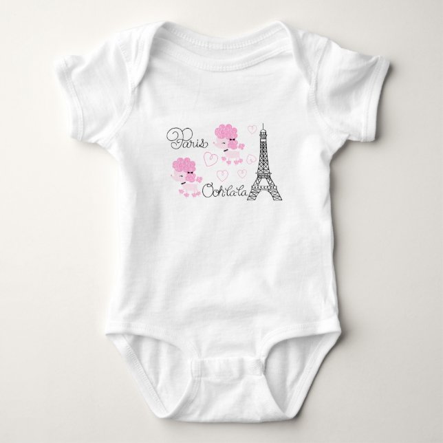 Paris-Pudel Baby Strampler (Vorderseite)
