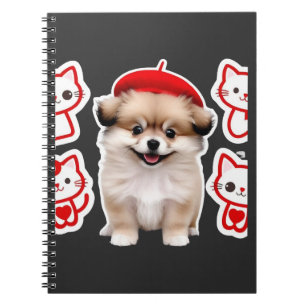 Paris Pup & Kitty Crew � Hübscher Barett-Hund und Notizblock