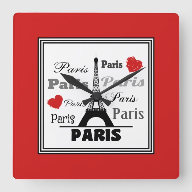 Paris Quadratische Wanduhr (Vorderseite)