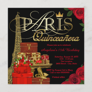 Paris Quinceañera Einladung