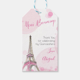 Paris Quinceanera Rosa Eiffelturm Vielen Dank Geschenkanhänger