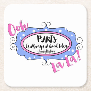 ‚Paris‘ Rechteckiger Pappuntersetzer