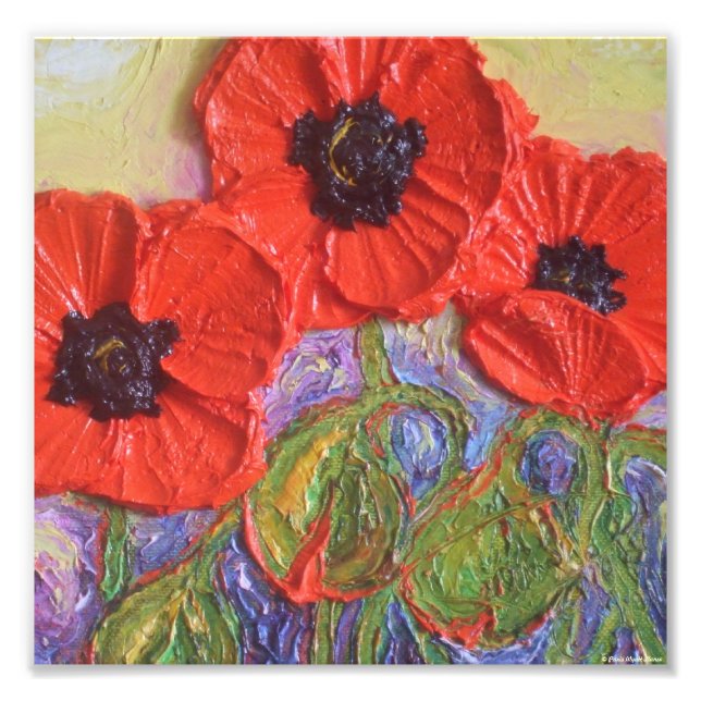 Paris' Red Poppies Fine Art Poster (Vorne)