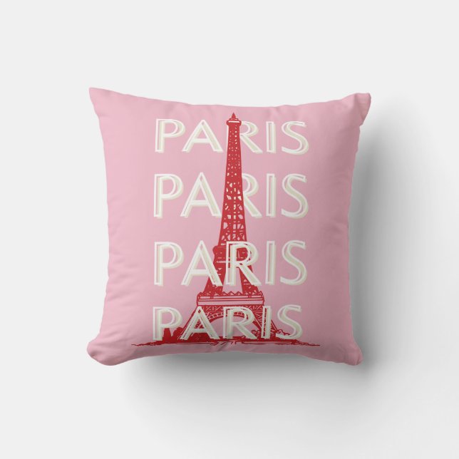 Paris, Reisemöglichkeiten, Retro Art, Rosa Kissen (Vorderseite)