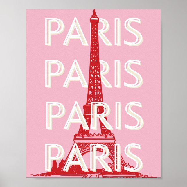 Paris, Reisemöglichkeiten, Retro Art, Rosa Poster (Vorne)