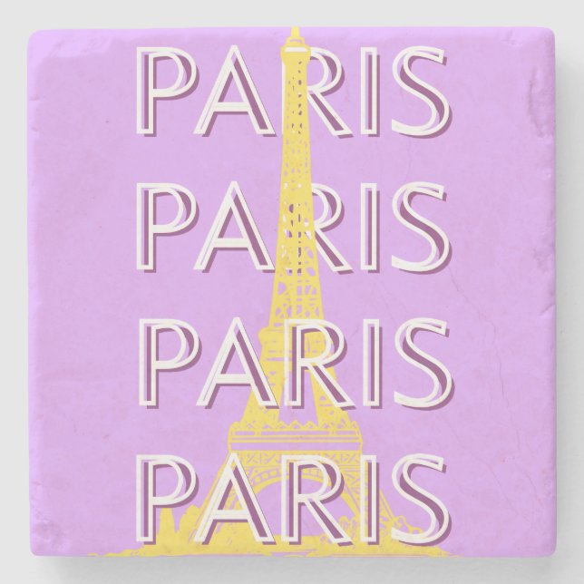 Paris, Reisen Kunst, Minimalistisch, Pastel Travel Steinuntersetzer (Vorderseite)