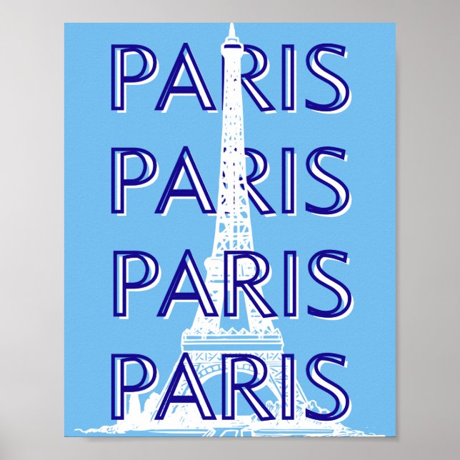 Paris Reisen Kunst, Reisen Kunst, Preppy Art, Blue Poster (Vorne)