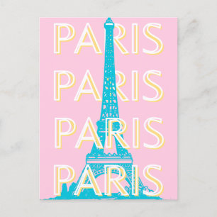 Paris Reisen Kunst, Reisen Kunst, Preppy, Pink Feiertagspostkarte