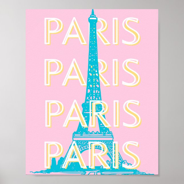 Paris Reisen Kunst, Reisen Kunst, Preppy, Pink Poster (Vorne)