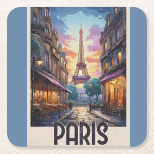 Paris Reiseplakat Rechteckiger Pappuntersetzer
