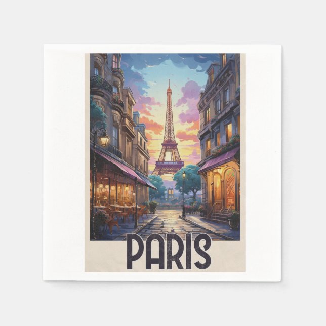 Paris Reiseplakat Serviette (Vorderseite)