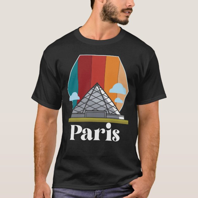 Paris Retro Louvre Museum Frankreich Kunst, Dichtu T-Shirt (Vorderseite)