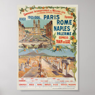 Paris Rom Neapel Vintage Poster 1905