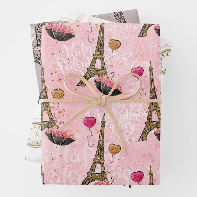Paris Romance, französischer Stil Geschenkpapier Set (Beispiel)